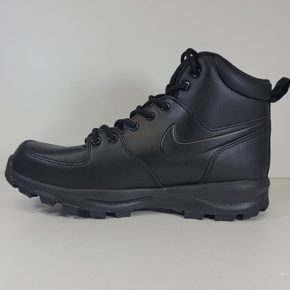 Nike Manoa Leather Boot Triple Black Water Resistant Winter Boot Mens Multi Size - Picture 3 of 10